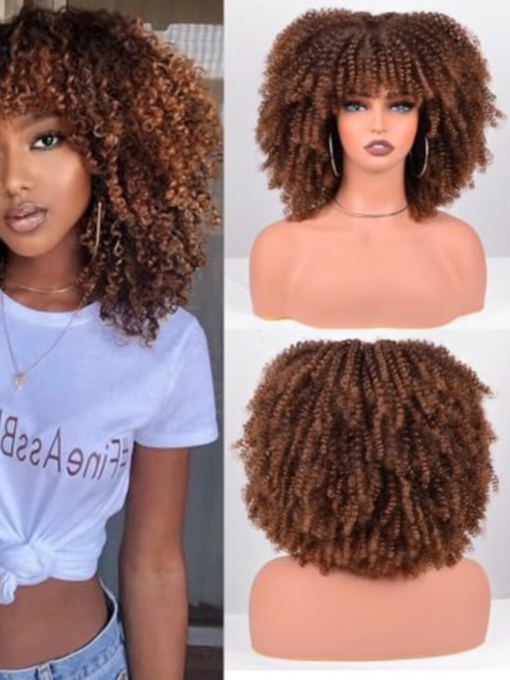 Afro Wigs‎ for Black Women Kinky Curly Hair Wig about 280g/Piece Afro Synthetic